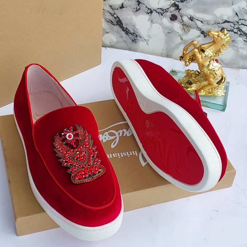 Christian louboutin red velvet shoe