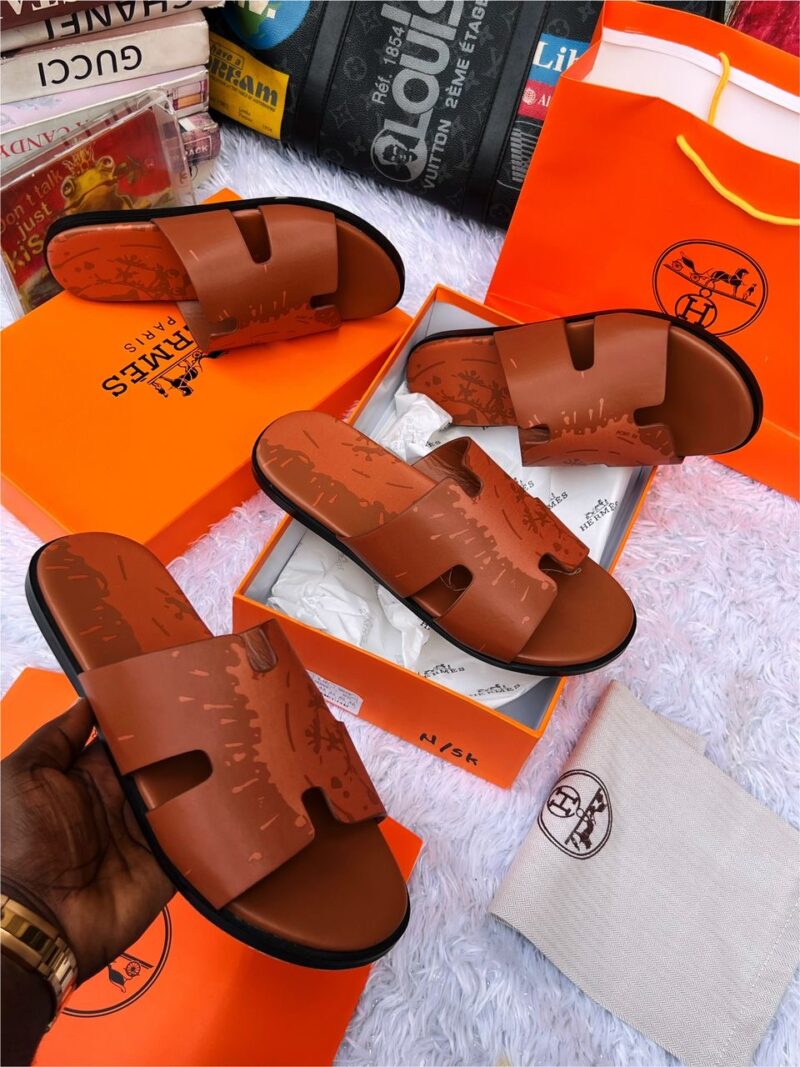 Hermes leather slippers