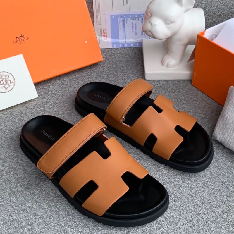 Hermes leather slippers