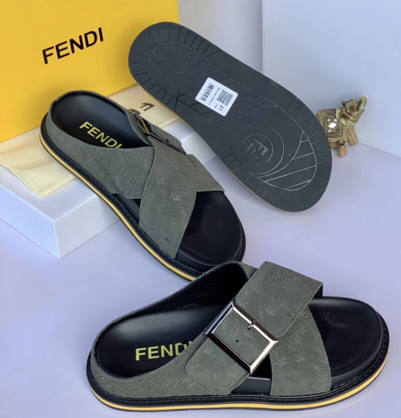 Fendi cross leather slippers