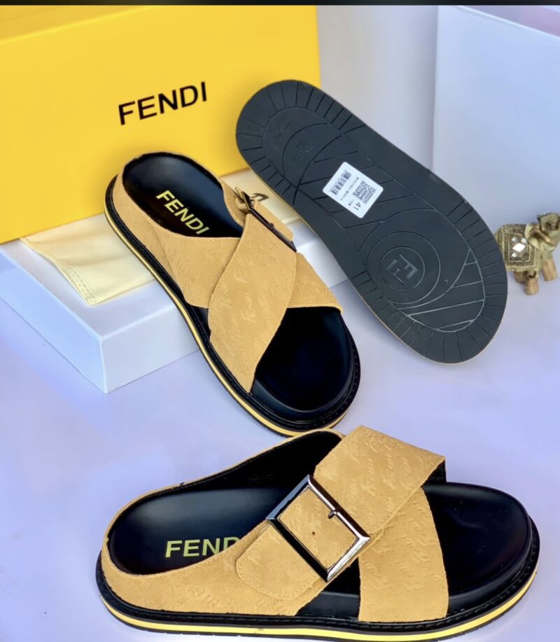 Fendi cross leather slippers