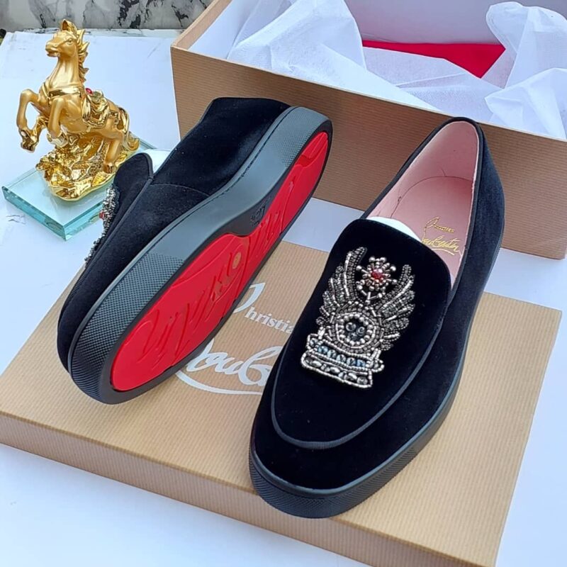 Christian louboutin black velvet shoe