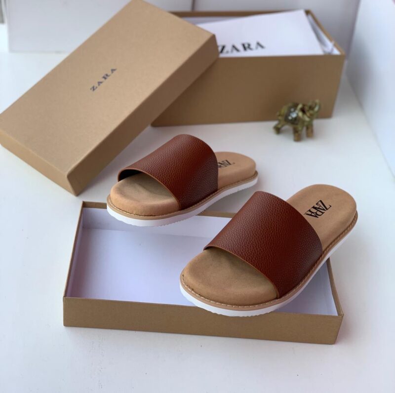 Zara Top Quality Leather Slippers - Image 2