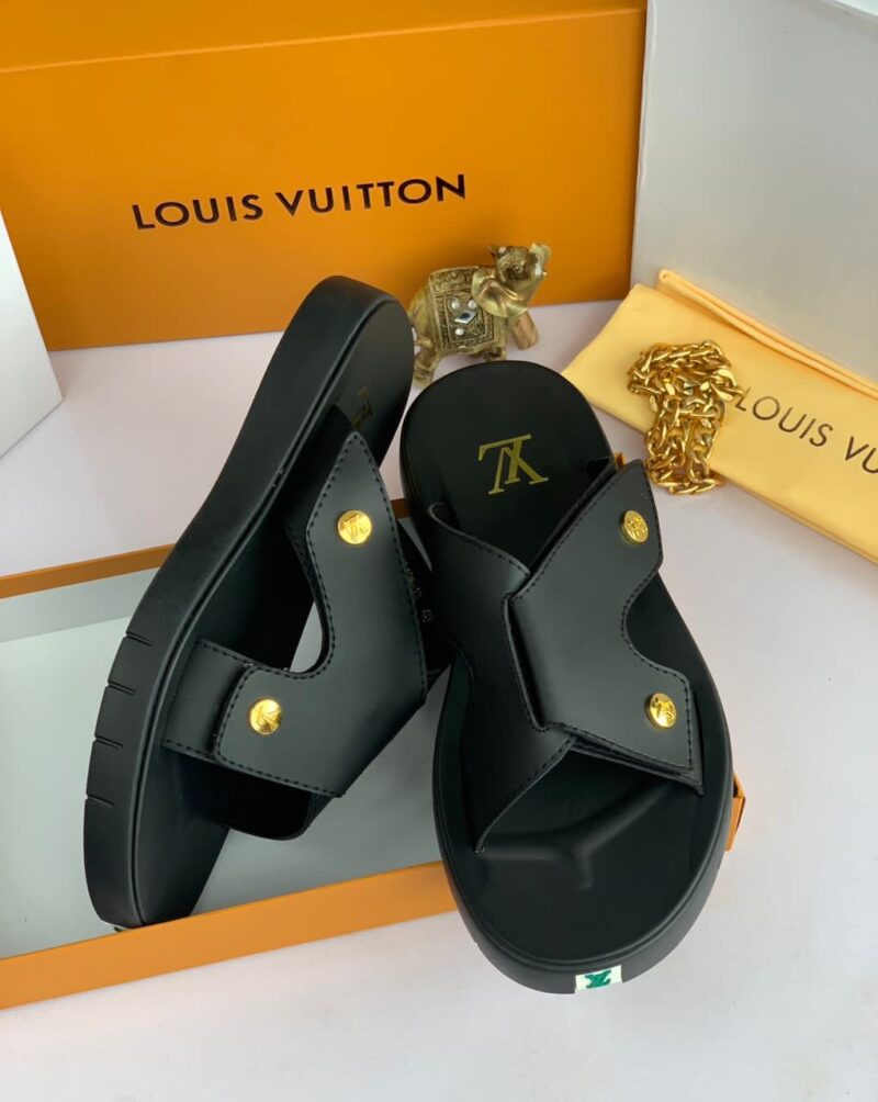 Lv Top Quality Leather Slippers - Image 2