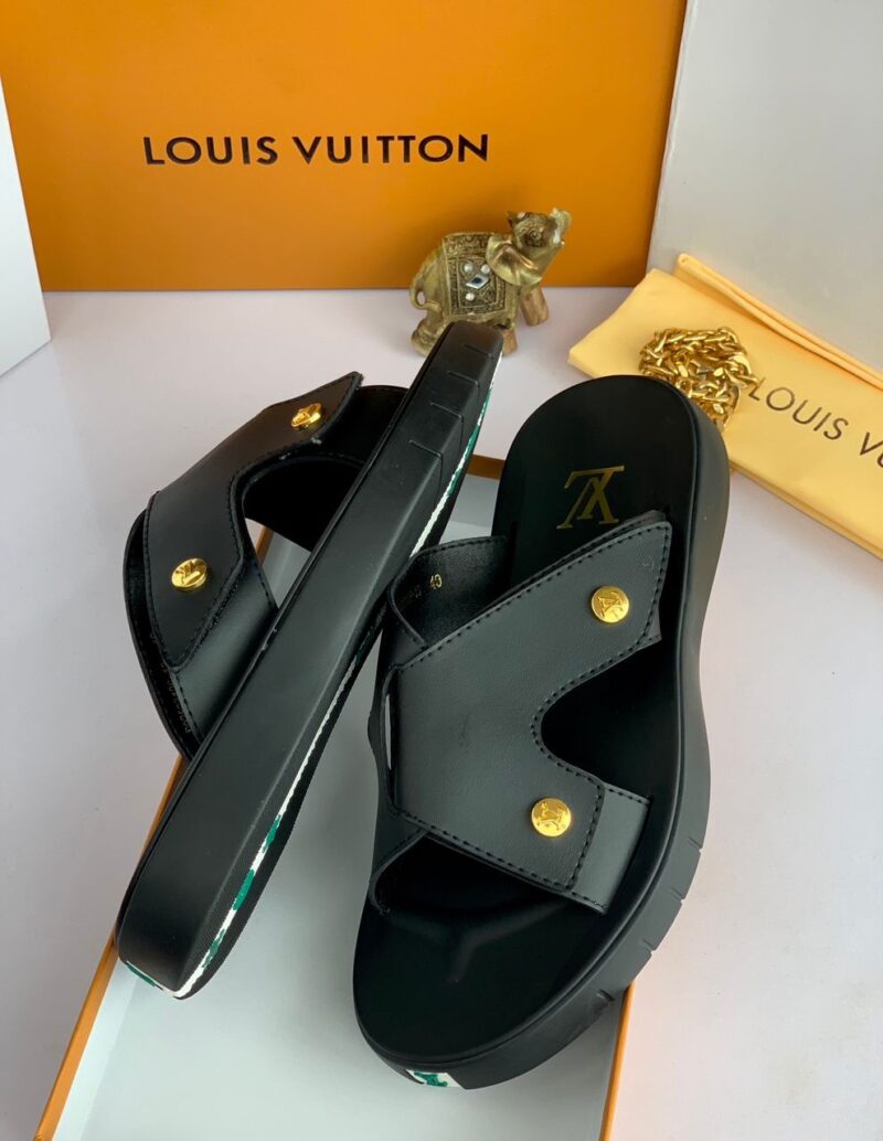 Lv Top Quality Leather Slippers