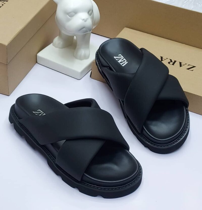 Zara Top Quality Leather Slippers - Image 2