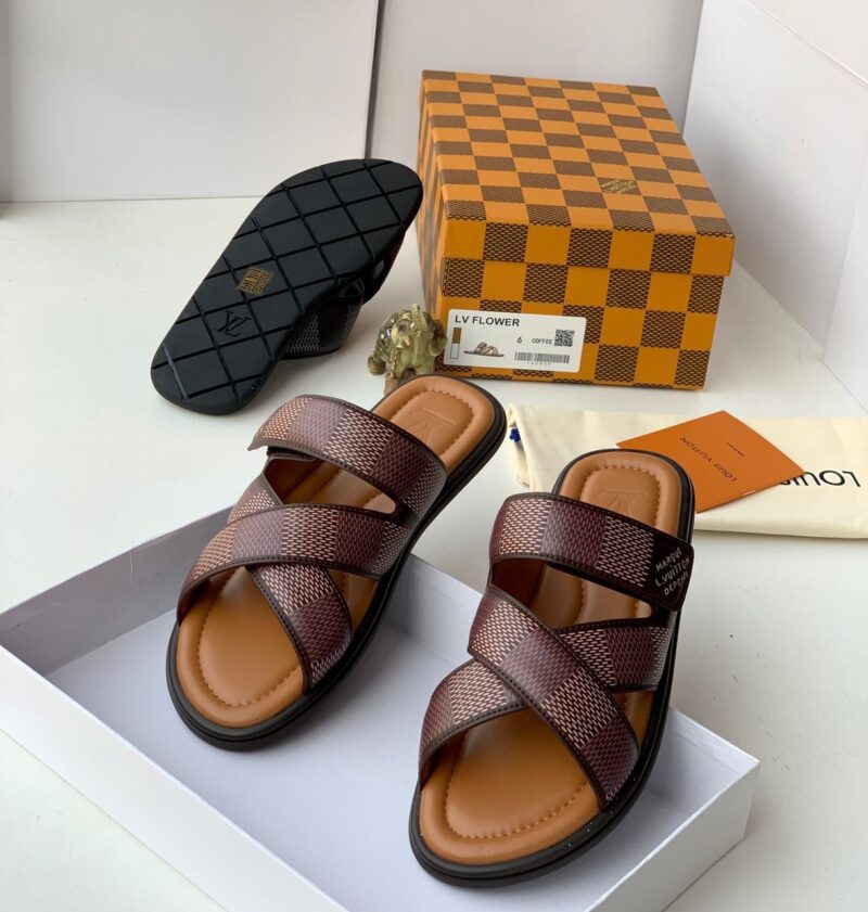 LV High Quality Leather Slippers - Image 2