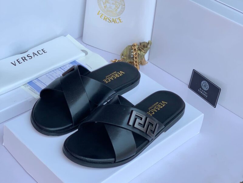 Vc- Cross Leather Slippers - Image 2