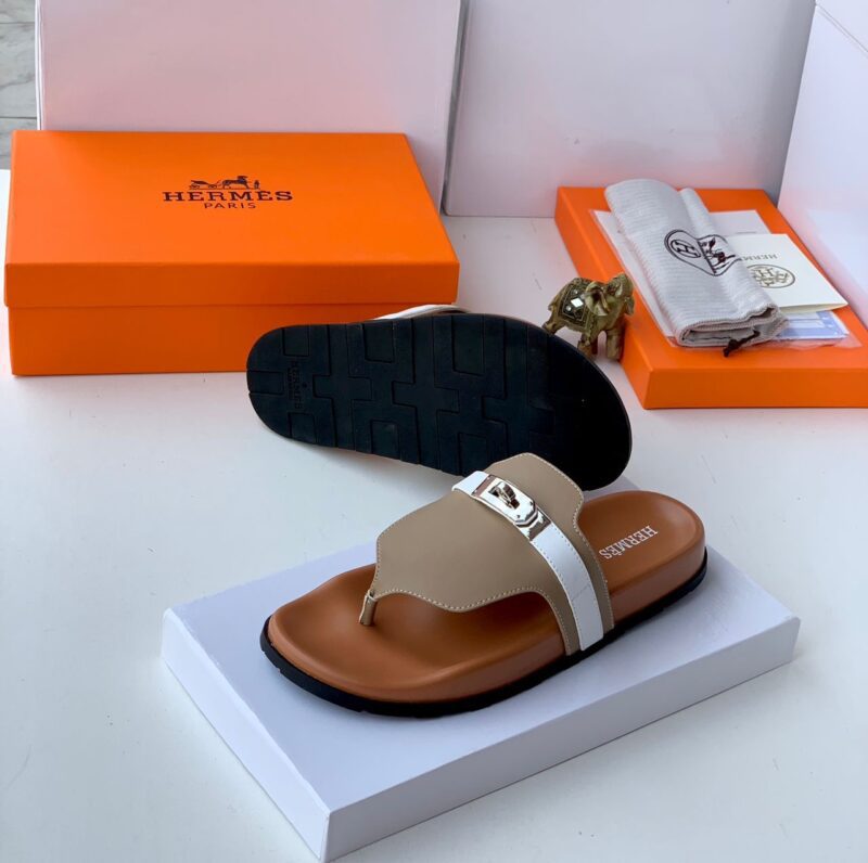 Hermes Top Quality Leather Slippers - Image 2