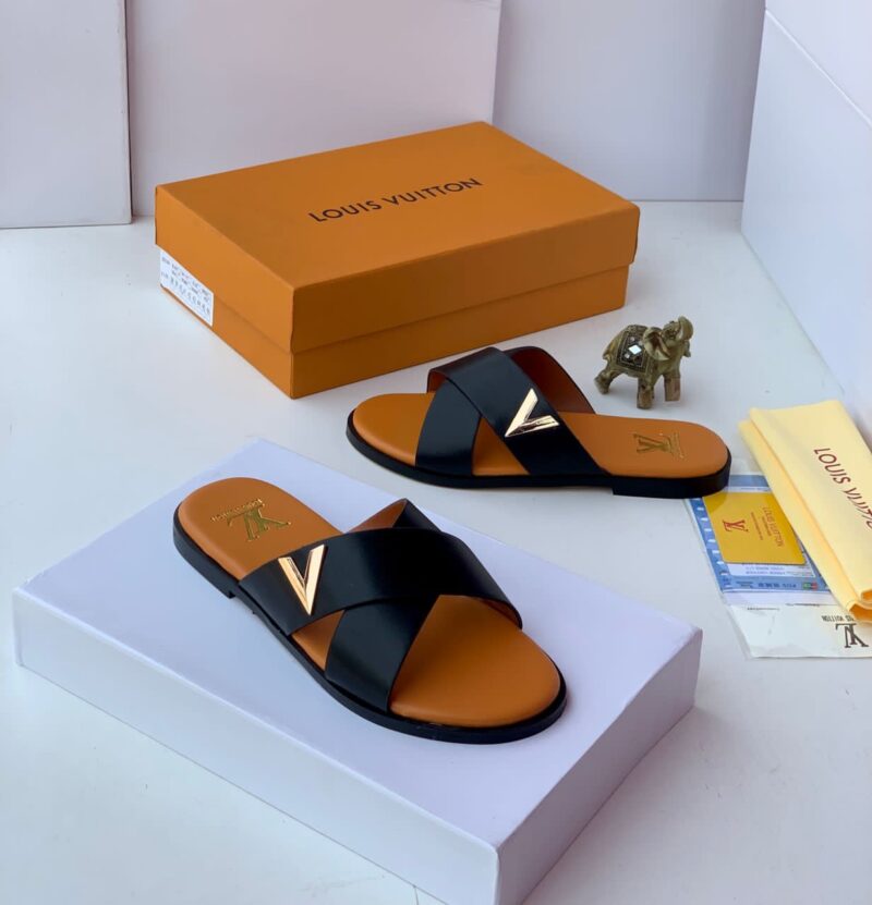 LV Top Quality Leather Slippers