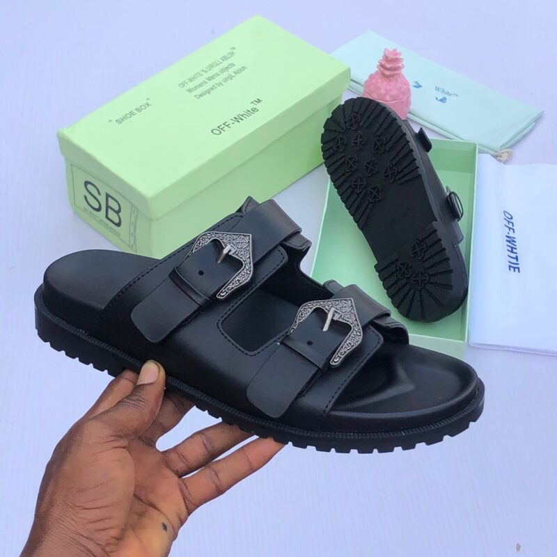 Off White Designer Leather Slippers