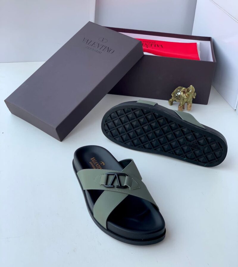 Valentino Cross Leather Slippers