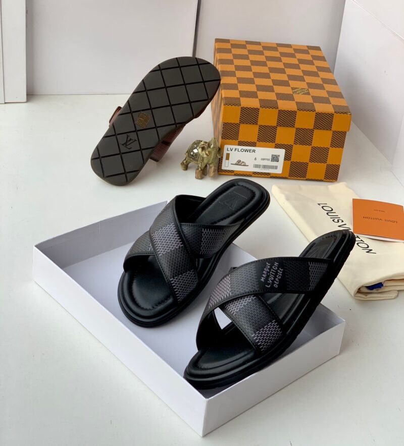 LV High Quality Leather Slippers