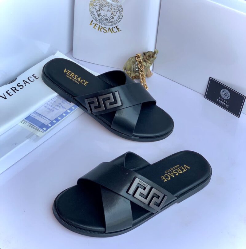 Vc- Cross Leather Slippers