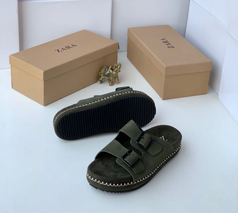 Za Men’s Leather Sandal -Double Buckle Strap