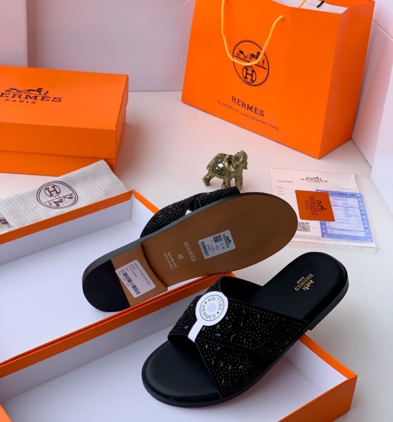 Hermes Men's Designer Leather Slippers - Image 2