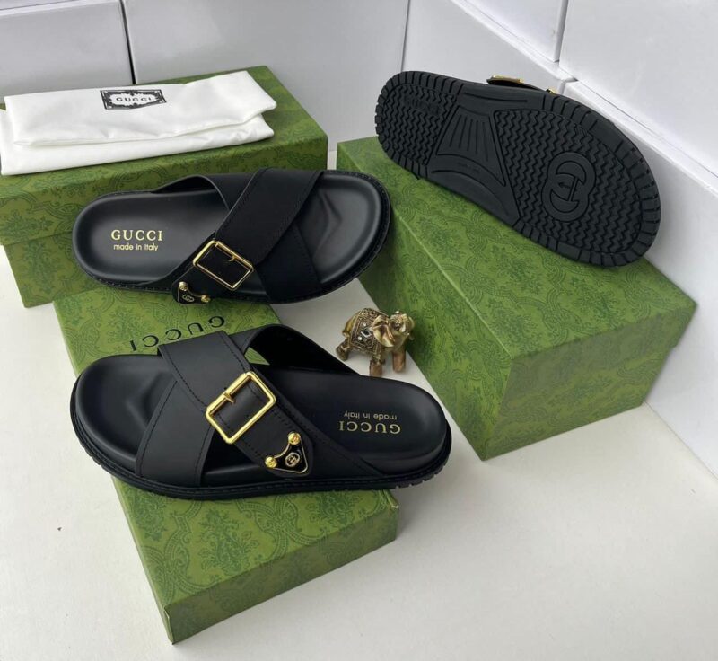 Gucci buckle Strap Cross Slippers