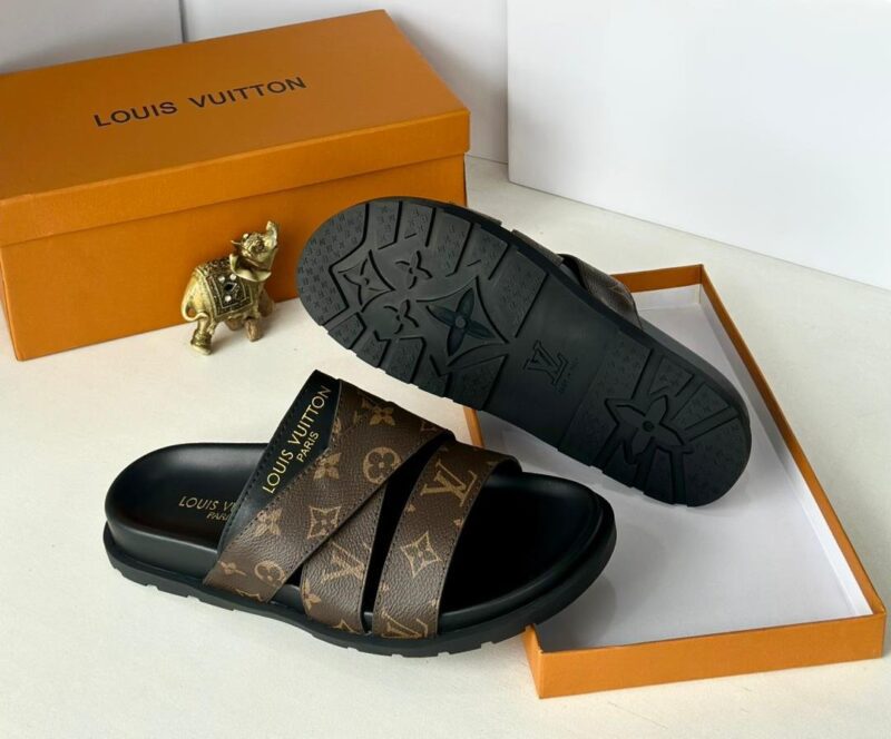 Lv Dark brown leather Slippers - Image 2
