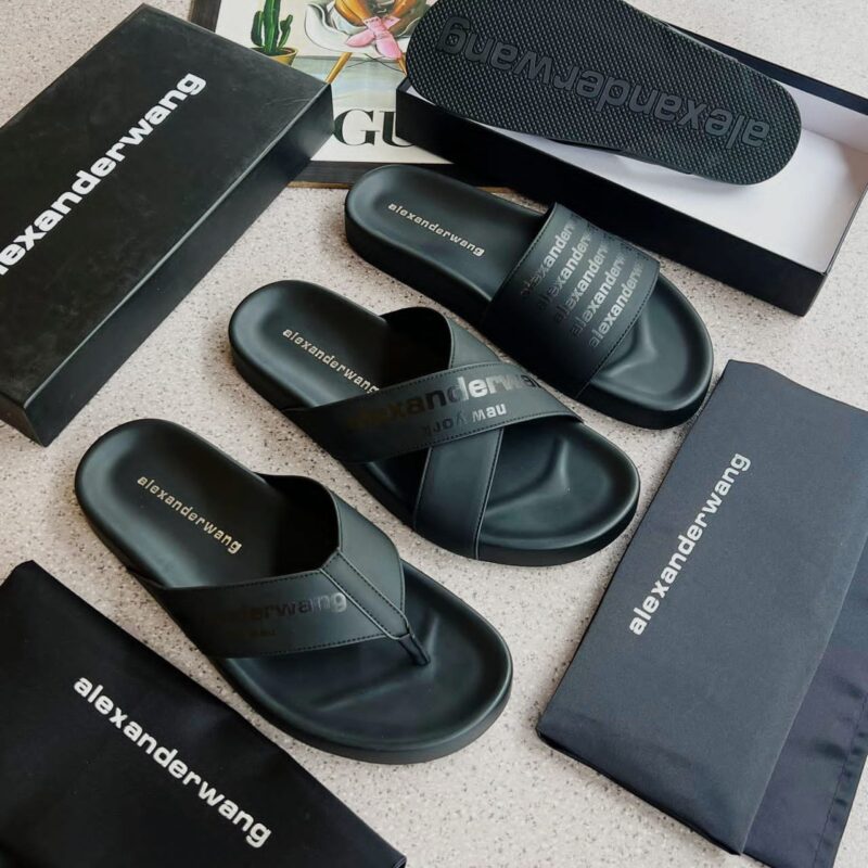 A Wang Leather Slippers