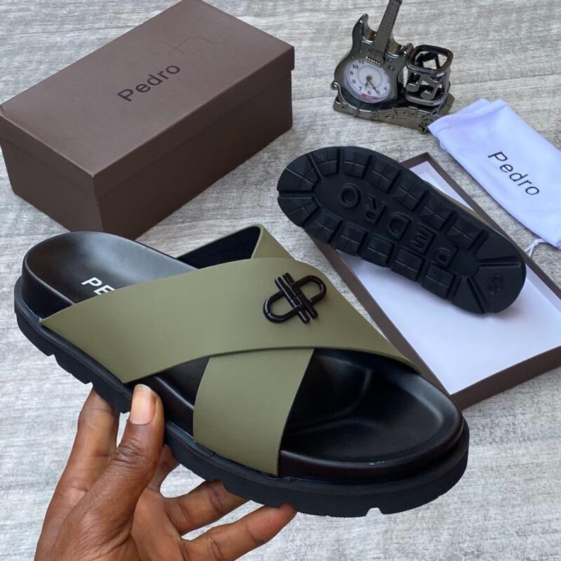 P.D Cross Leather Slippers - Image 2