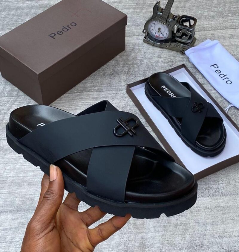 P.D Cross Leather Slippers - Image 2