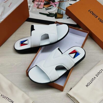 L.v Designer Leather Slippers