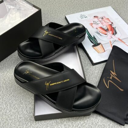 Zanotti Designer Leather Slippers